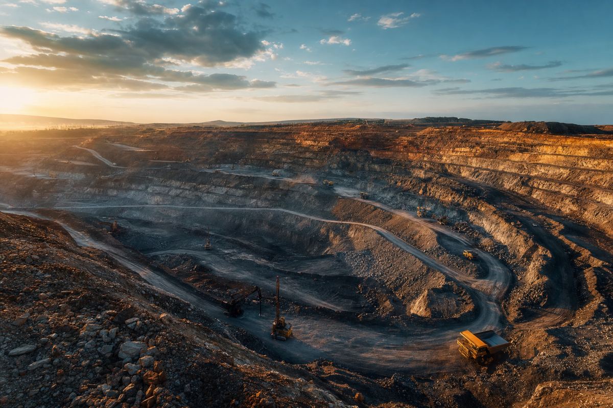 Operação de mineração vista de cima